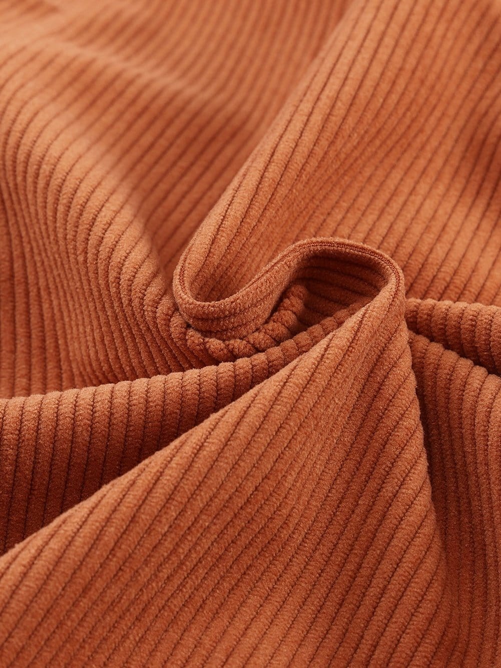 Khaki Corduroy Button-Up Long Sleeve Mini Dress