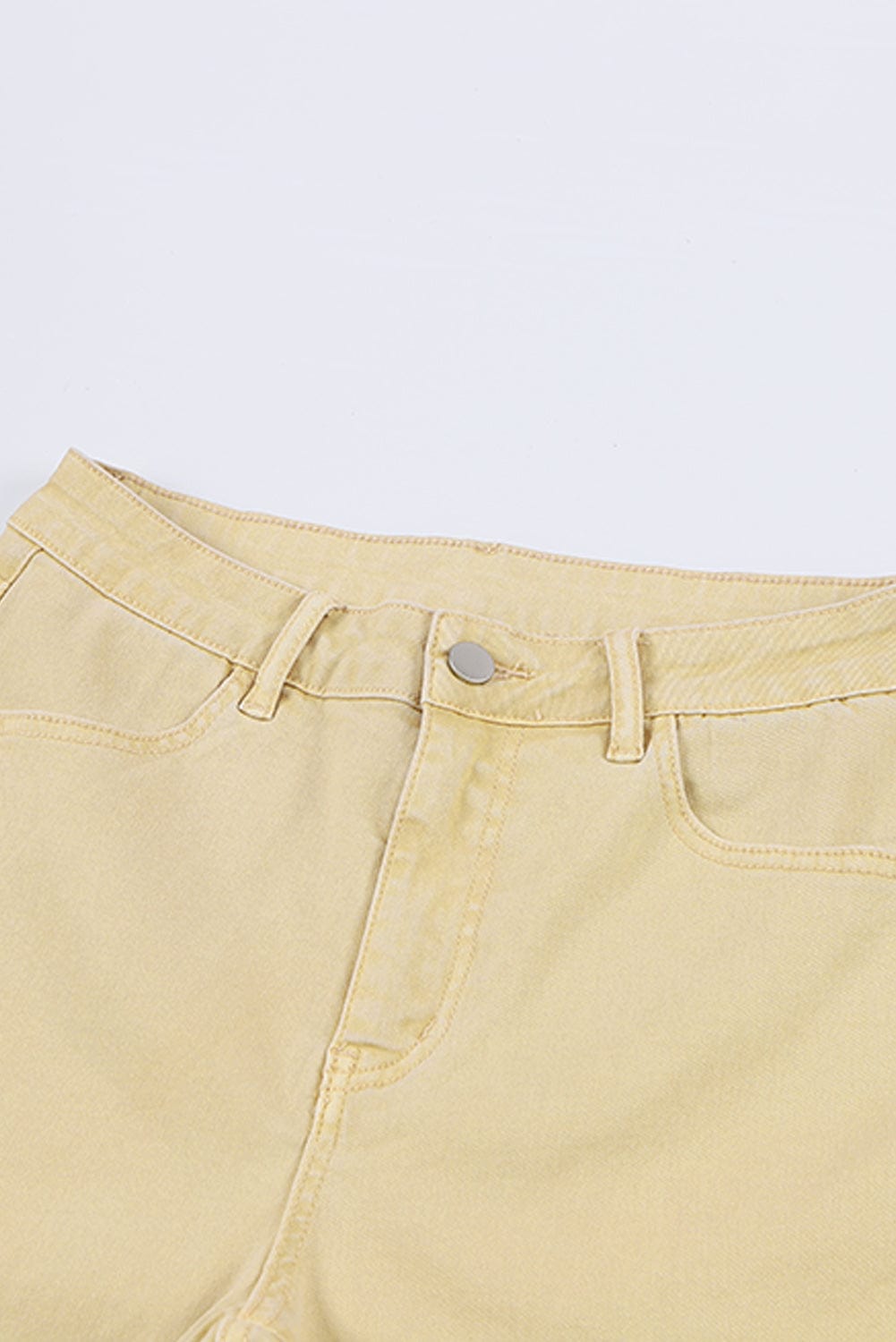 Khaki Frayed Hem High Waist Denim Flare Pants