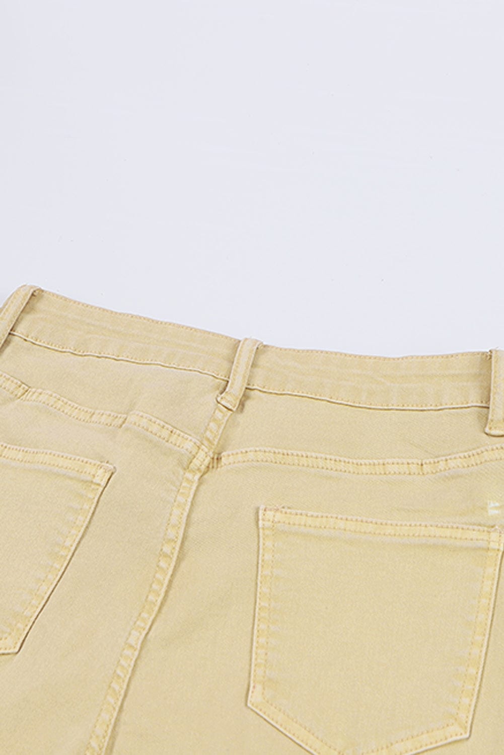 Khaki Frayed Hem High Waist Denim Flare Pants