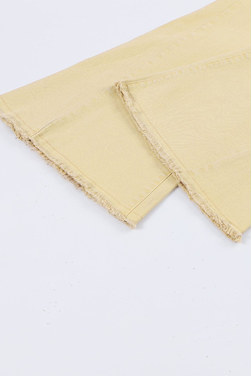 Khaki Frayed Hem High Waist Denim Flare Pants