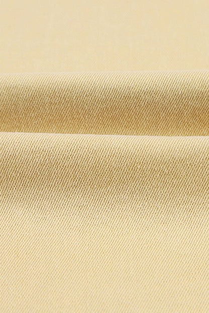 Khaki Frayed Hem High Waist Denim Flare Pants