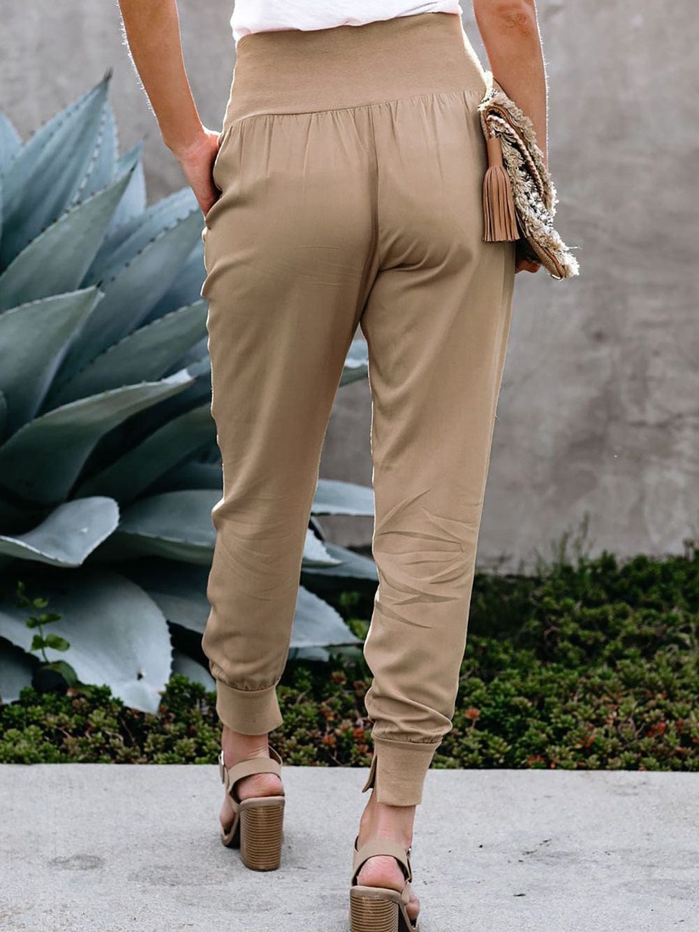 Khaki Harem Style Jogger Pants