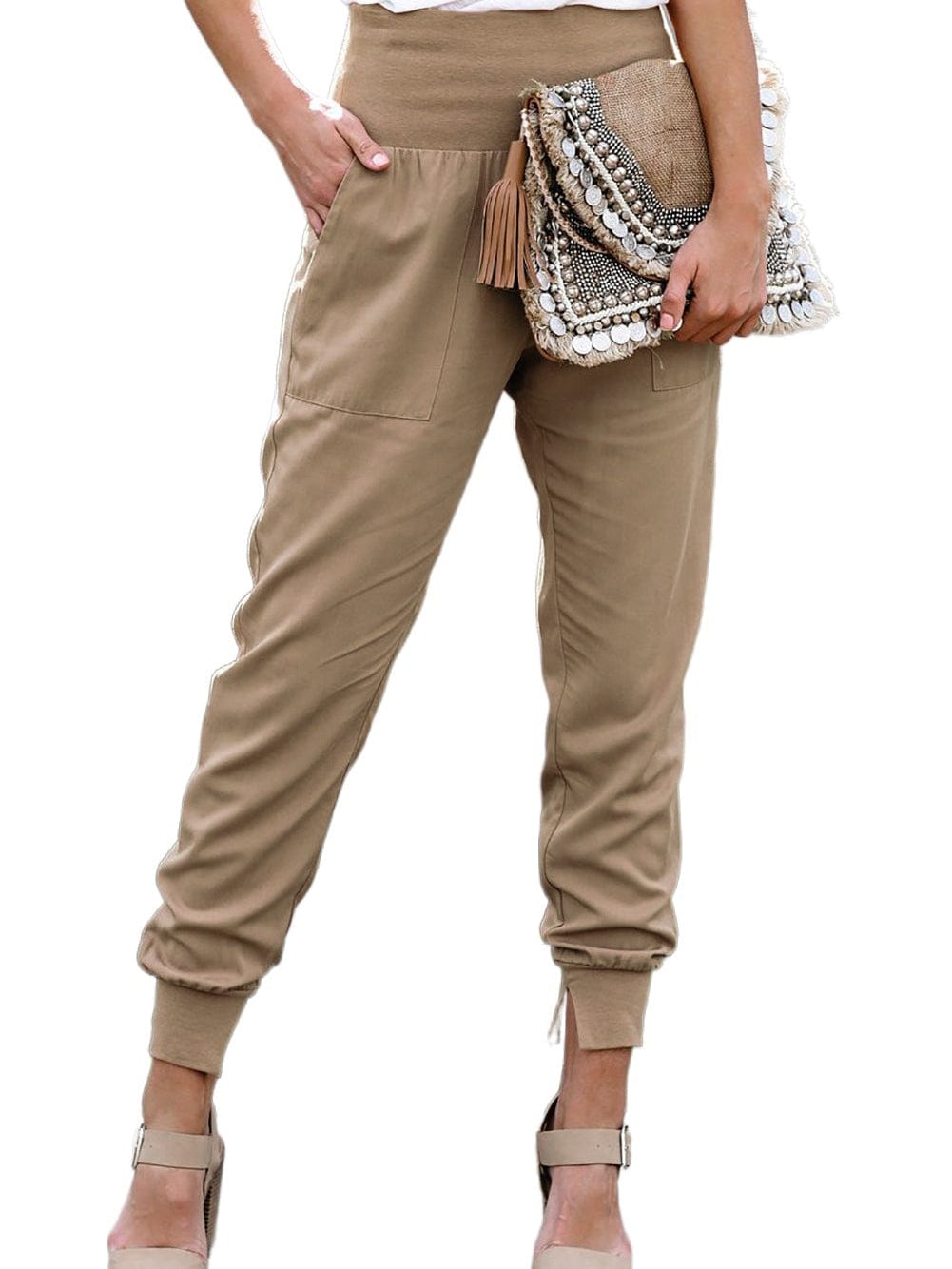 Khaki Harem Style Jogger Pants