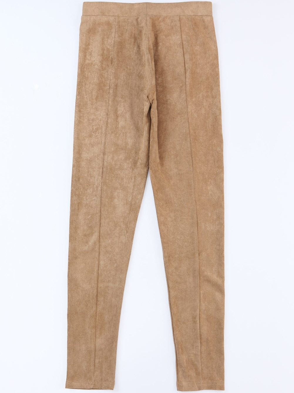 Khaki High Waist Faux Suede Skinny Leggings