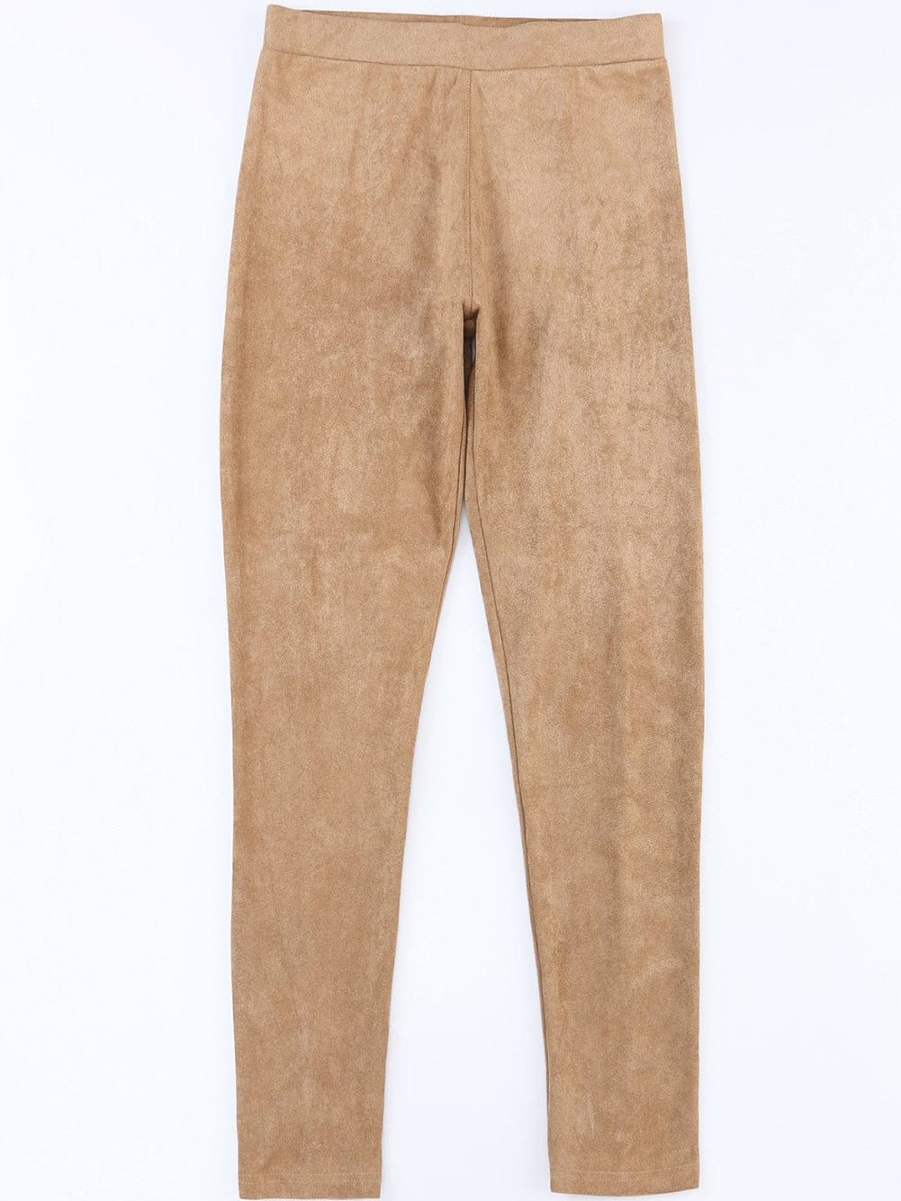 Khaki High Waist Faux Suede Skinny Leggings