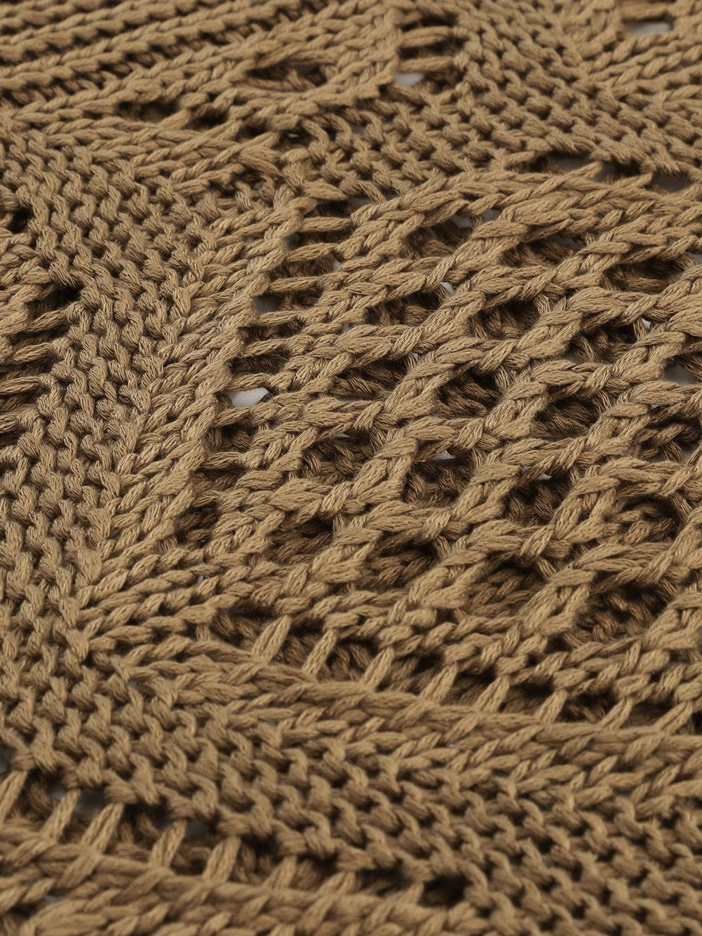 Khaki Hollowed Knit V Neck Batwing Sleeve Shift Sweater