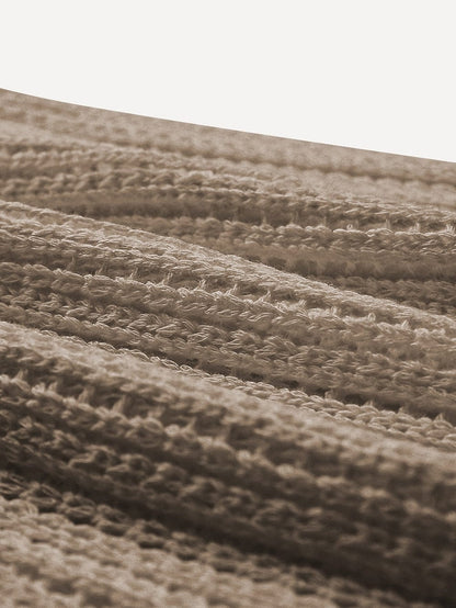 Khaki Hollowed V Neck Knit Tank Top