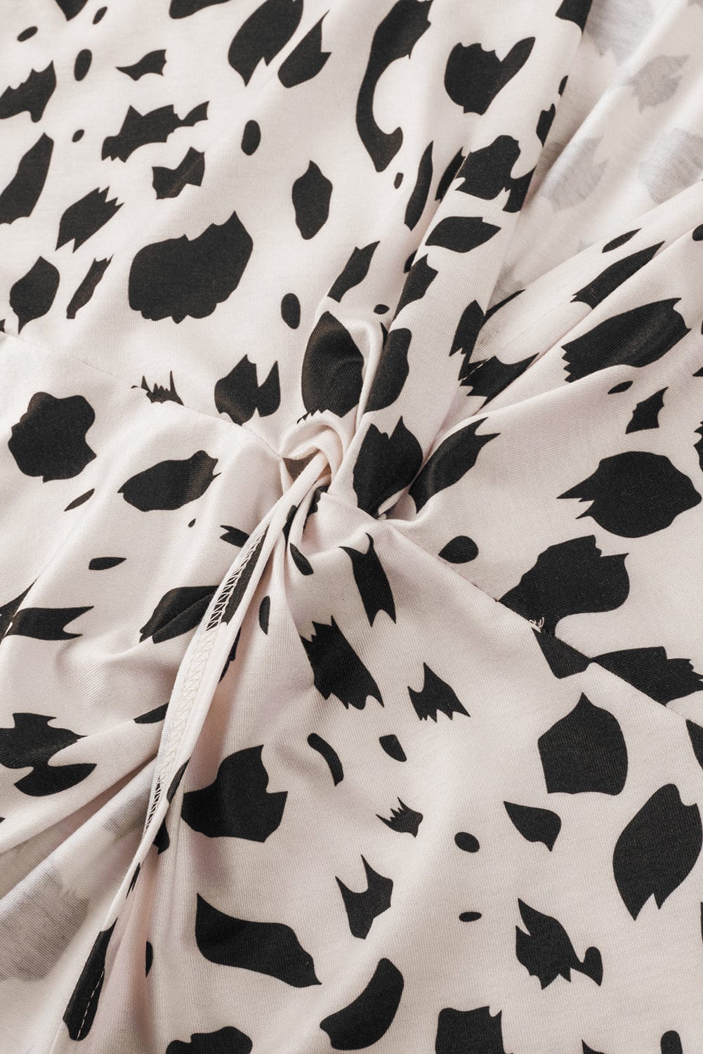 Khaki Leopard Batwing Sleeve Twisted Back Tee