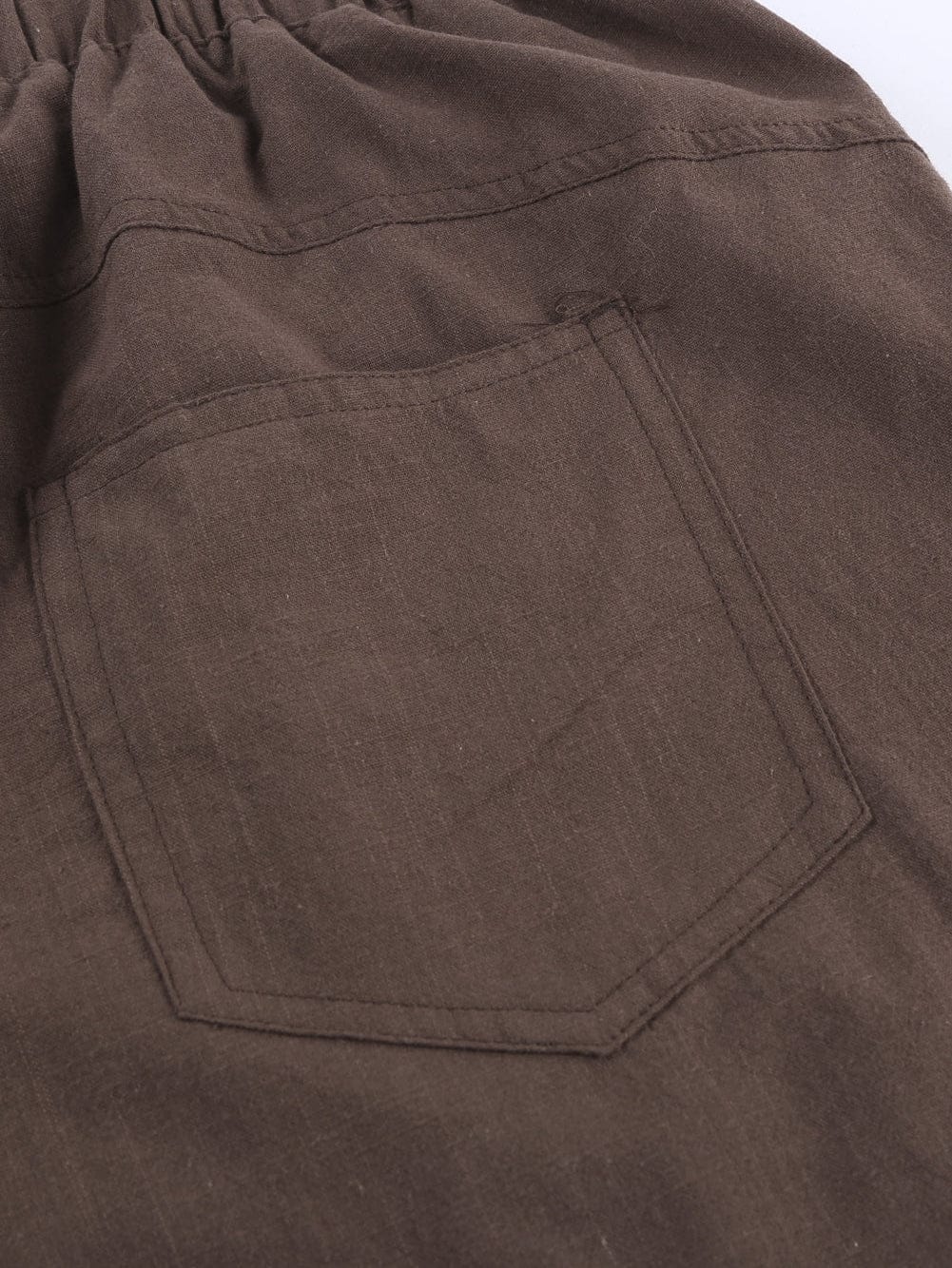 Khaki Linen Drawstring Shorts