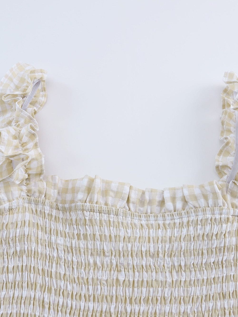 Khaki Plaid Maxi Dress with Ruffled Sleeves