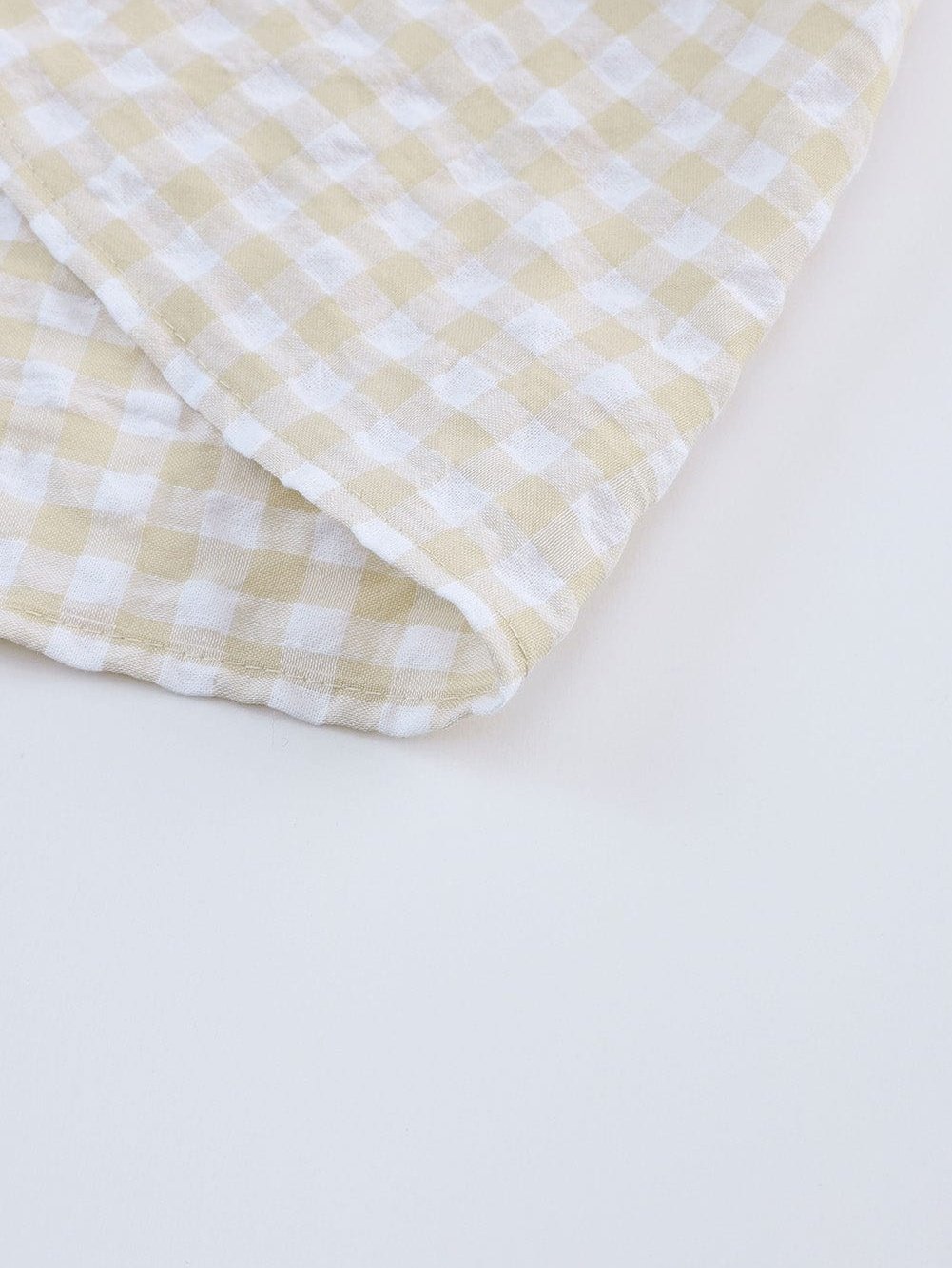 Khaki Plaid Maxi Dress with Ruffled Sleeves