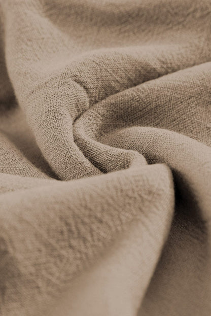 Khaki Pocketed Ruffle Shorts with High Waist