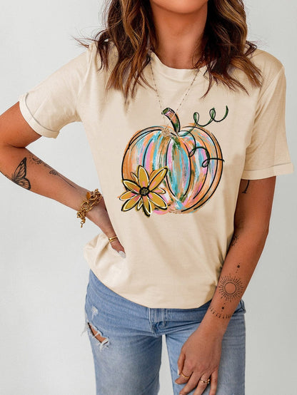 Khaki Pumpkin Bloom Graphic Tee