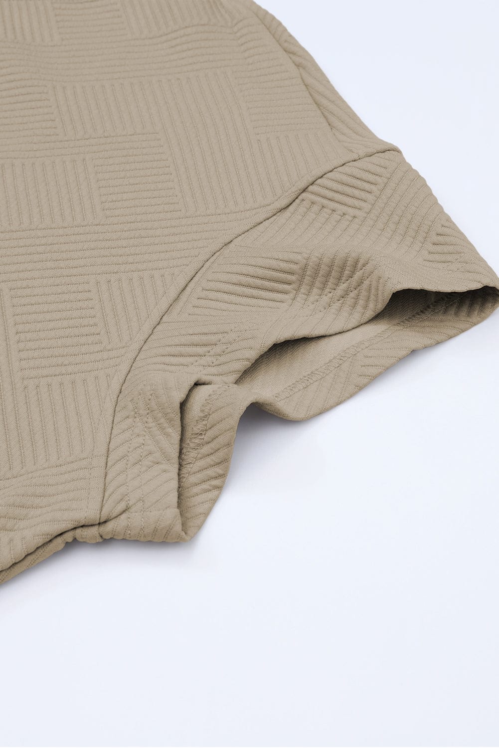 Khaki Ribbed Casual Lounge Set with Loose Fit Top and Drawstring Pants