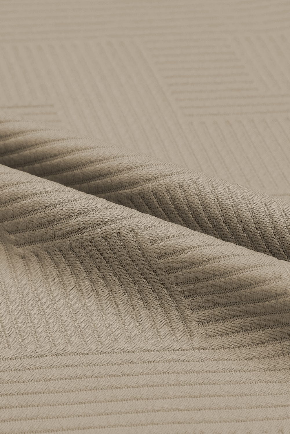 Khaki Ribbed Casual Lounge Set with Loose Fit Top and Drawstring Pants