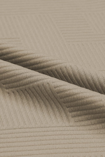 Khaki Ribbed Casual Lounge Set with Loose Fit Top and Drawstring Pants