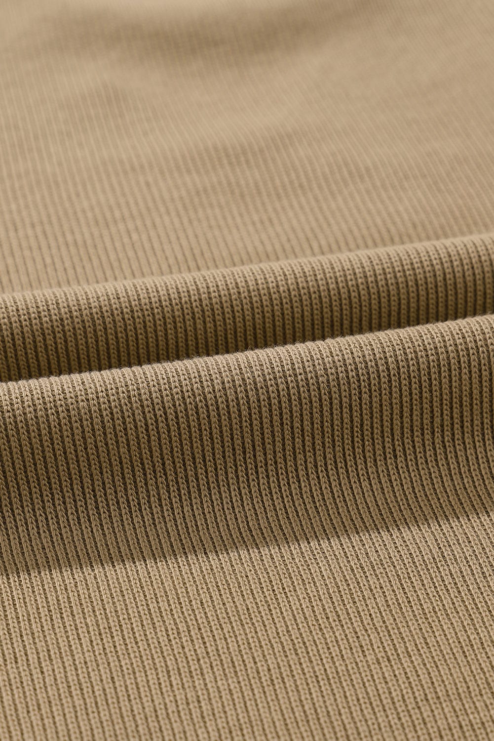 Khaki Ribbed Texture Lounge Set with Exposed Seams