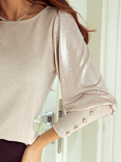 Khaki Sequin Detail Sheath Top