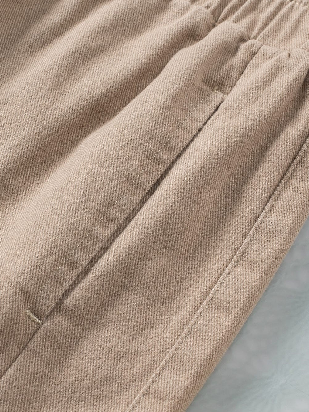 Khaki Smocked Elastic High Waist Casual Shorts