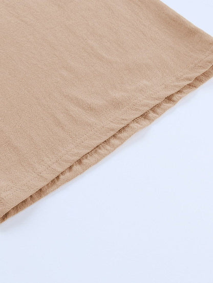 Khaki Smocked Wide Waistband High Waist Wide Leg Pants