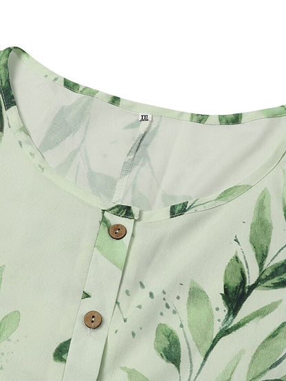 Women's Dress - Plus Size Casual Dress Apple Shape Dress Floral V Neck Print Midi Dress Short Sleeve Spring Summer Dress Casual Elegant