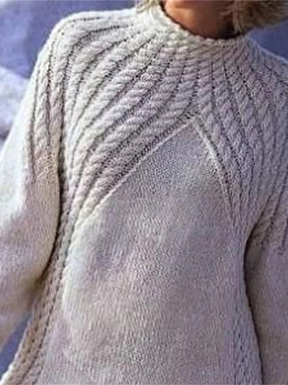 Women's Pullover Sweater Jumper Crew Neck Cable Knit Polyester Braided Fall Winter Daily Holiday Going out Stylish Casual Soft Long Sleeve Solid Color Gray S M L