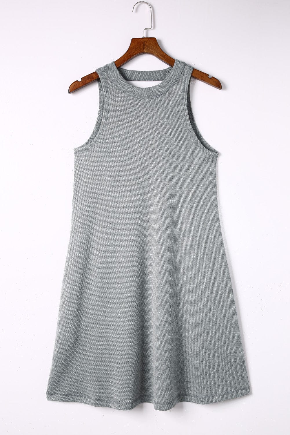Knit Sleeveless Dress with Chic Gray Cut-out Back