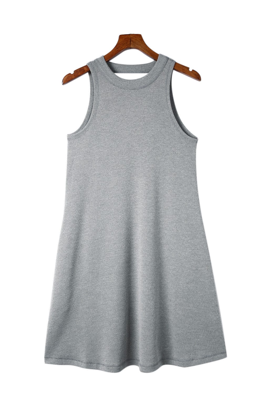 Knit Sleeveless Dress with Chic Gray Cut-out Back