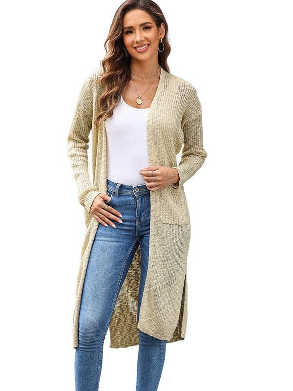 Knitted Loose Fit Buttonless Cardigan Sweater in Solid Color