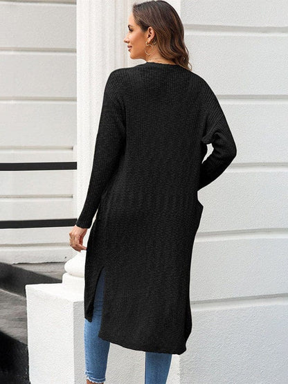 Knitted Loose Fit Buttonless Cardigan Sweater in Solid Color