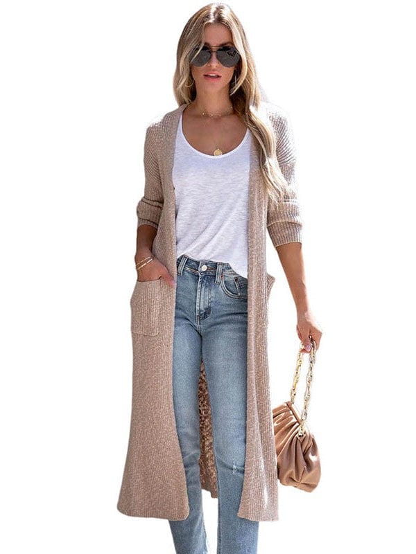 Knitted Loose Fit Buttonless Cardigan Sweater in Solid Color