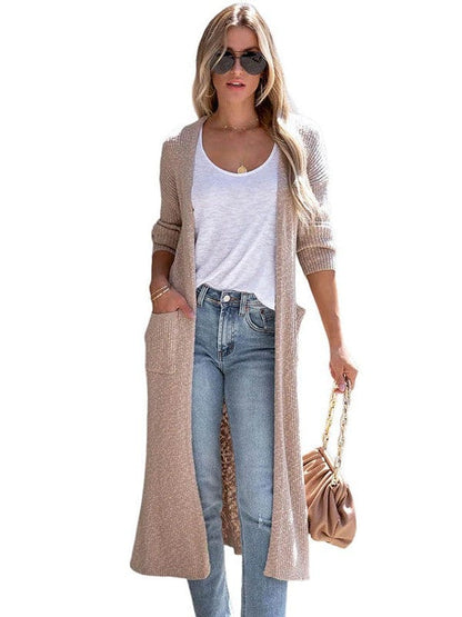 Knitted Loose Fit Buttonless Cardigan Sweater in Solid Color