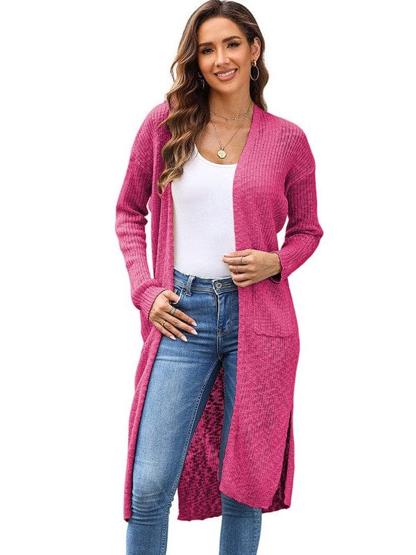 Knitted Loose Fit Buttonless Cardigan Sweater in Solid Color