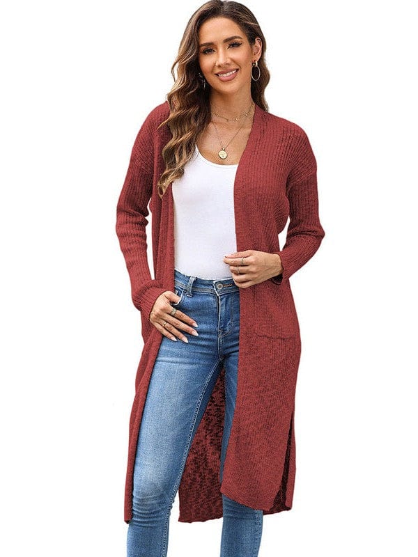 Knitted Loose Fit Buttonless Cardigan Sweater in Solid Color