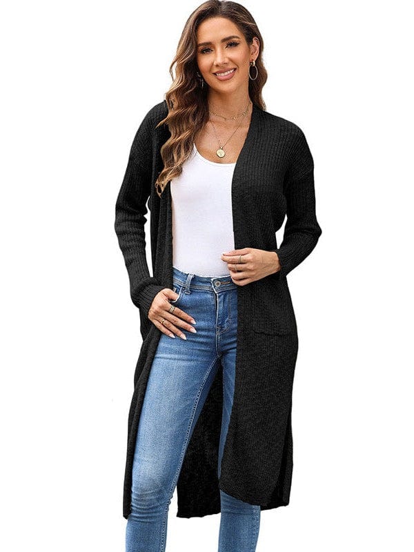 Knitted Loose Fit Buttonless Cardigan Sweater in Solid Color