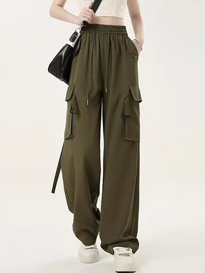 Women's Cargo Pants Polyester Plain Black Pink Fashion High Rise Full Length Street Daily Wear Fall Winter