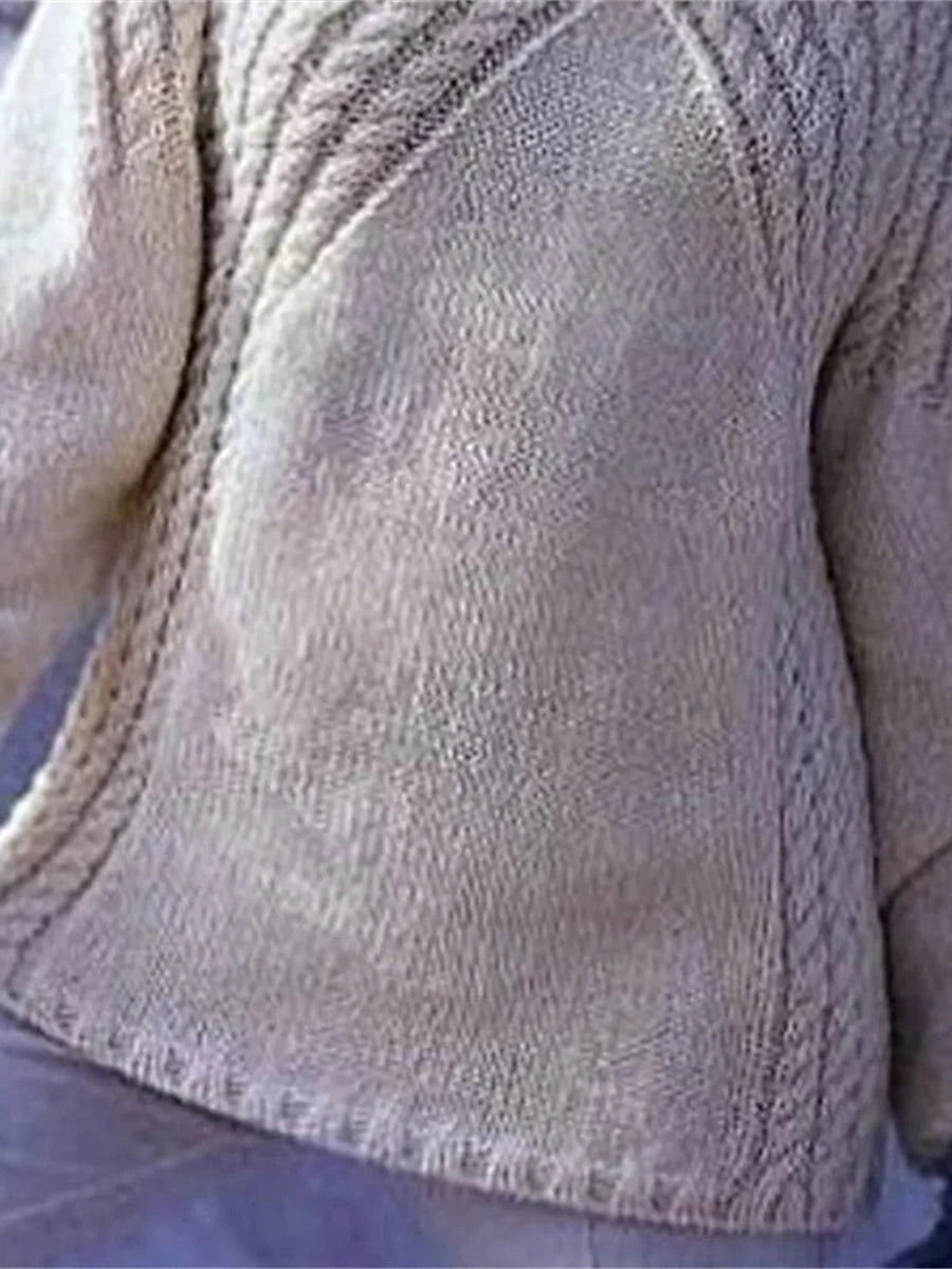 Women's Pullover Sweater Jumper Crew Neck Cable Knit Polyester Braided Fall Winter Daily Holiday Going out Stylish Casual Soft Long Sleeve Solid Color Gray S M L