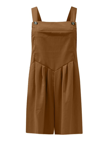 Jumpsuits for Women Summer Overall Pocket Solid Color Square Neck Basic Daily Vacation Regular Fit Sleeveless Black Yellow Pink S M L - LuckyFash™