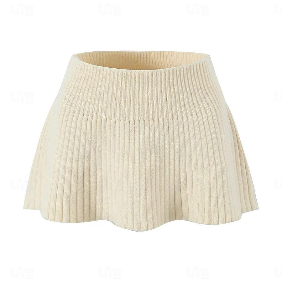 Set with Cropped Turtleneck Sweater Knitted Mini Skirt 2 PCS Sexy Cute Y2K Casual Daily Outfits