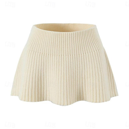 Set with Cropped Turtleneck Sweater Knitted Mini Skirt 2 PCS Sexy Cute Y2K Casual Daily Outfits