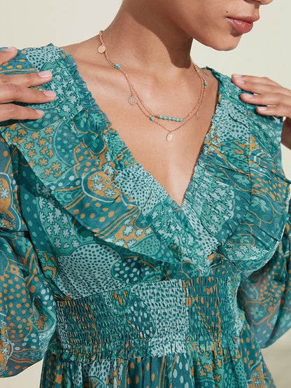 Chiffon V Neck Wedding Guest Dress, Vacation Dress