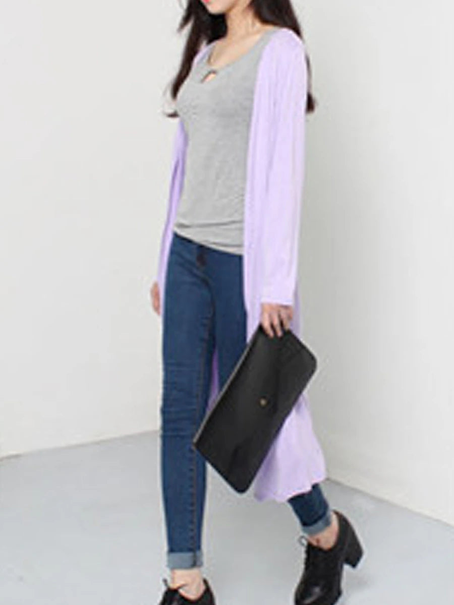 Women's Cardigan Sweater Open Front Ribbed Knit Modal Oversized Summer Fall Long Daily Going out Weekend Stylish Casual Soft Long Sleeve Solid Color Black White Yellow One-Size