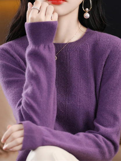 Women's Pullover Sweater Jumper Crew Neck Ribbed Knit Polyester Knitted Fall Winter Regular Outdoor Home Daily Fashion Streetwear Casual Long Sleeve Solid Color Cherry Red Shrimp Pink Avocado Green S