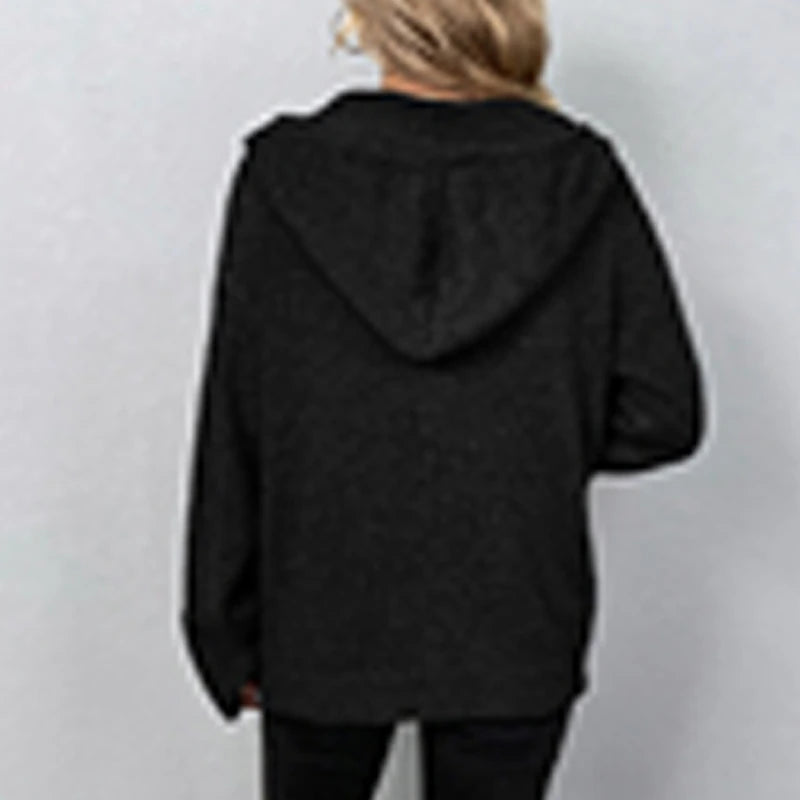 Women's Cardigan Sweater Hooded Crochet Knit Polyester Button Knitted Hooded Fall Winter Tunic Daily Holiday Date Stylish Casual Soft Long Sleeve Solid Color Black White Gray S M L