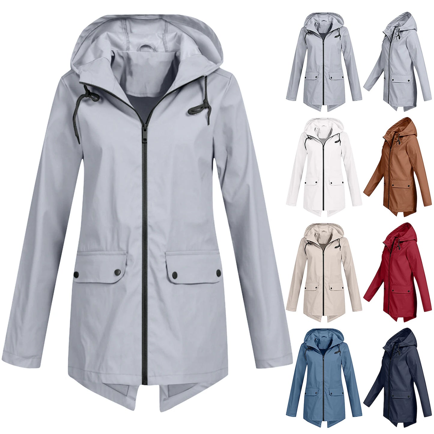 Women's Hiking Raincoat Waterproof Hiking Jacket Rain Jacket Outdoor Waterproof Windproof Breathable Quick Dry Outerwear Coat Top Full Length Hidden Zipper Ski / Snowboard Fishing Climbing White