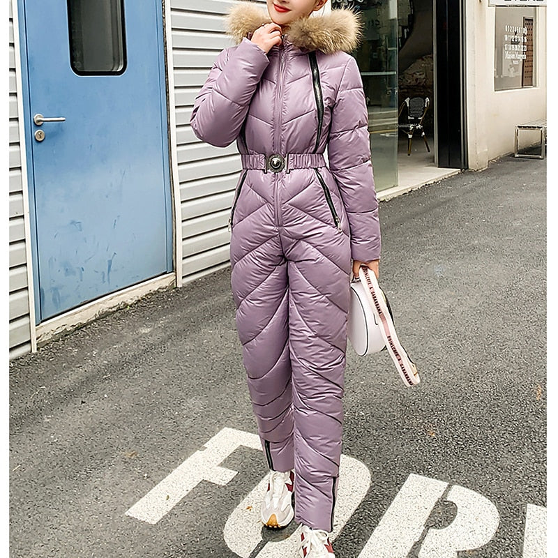 Women's Jumpsuit Ski Suit Outdoor Winter Thermal Warm Windproof Hooded Windbreaker Snow Suit for Skiing Camping / Hiking Snowboarding Ski