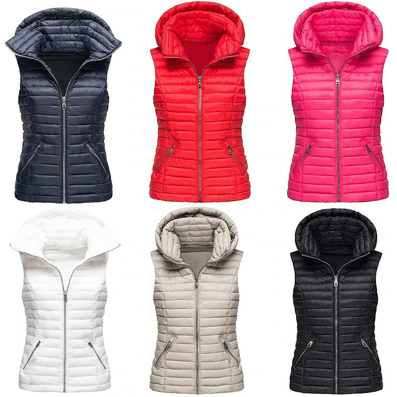 Women's Hiking Vest Quilted Puffer Vest Sleeveless Outerwear Outdoor Thermal Warm Windproof Lightweight Winter Pocket Nylon Black White Red Hunting Fishing Camping / Hiking / Caving