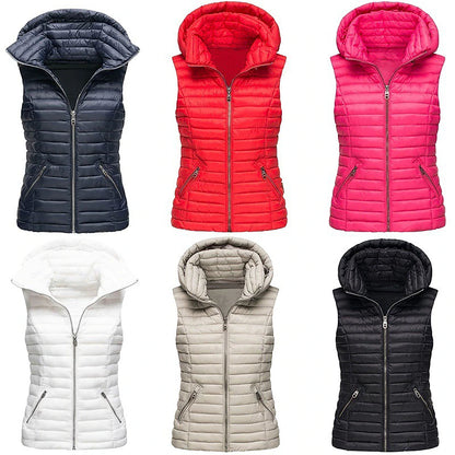 Women's Hiking Vest Quilted Puffer Vest Sleeveless Outerwear Outdoor Thermal Warm Windproof Lightweight Winter Pocket Nylon Black White Red Hunting Fishing Camping / Hiking / Caving