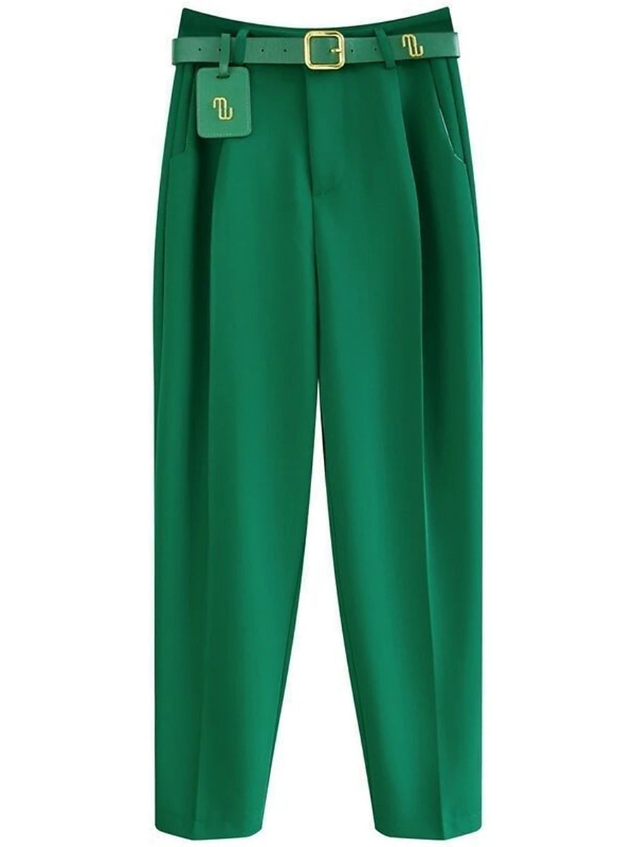 Women's Dress Pants Spandex Plain Black Khaki Fashion High Waist Ankle-Length Street Daily Fall Winter