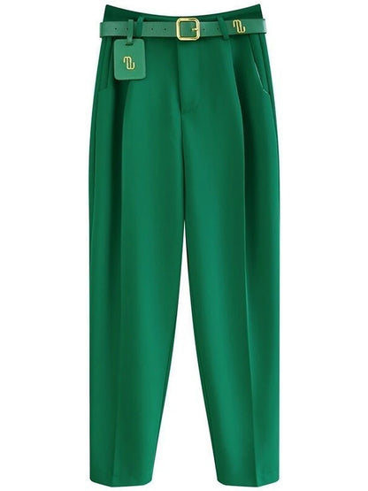 Women's Dress Pants Spandex Plain Black Khaki Fashion High Waist Ankle-Length Street Daily Fall Winter